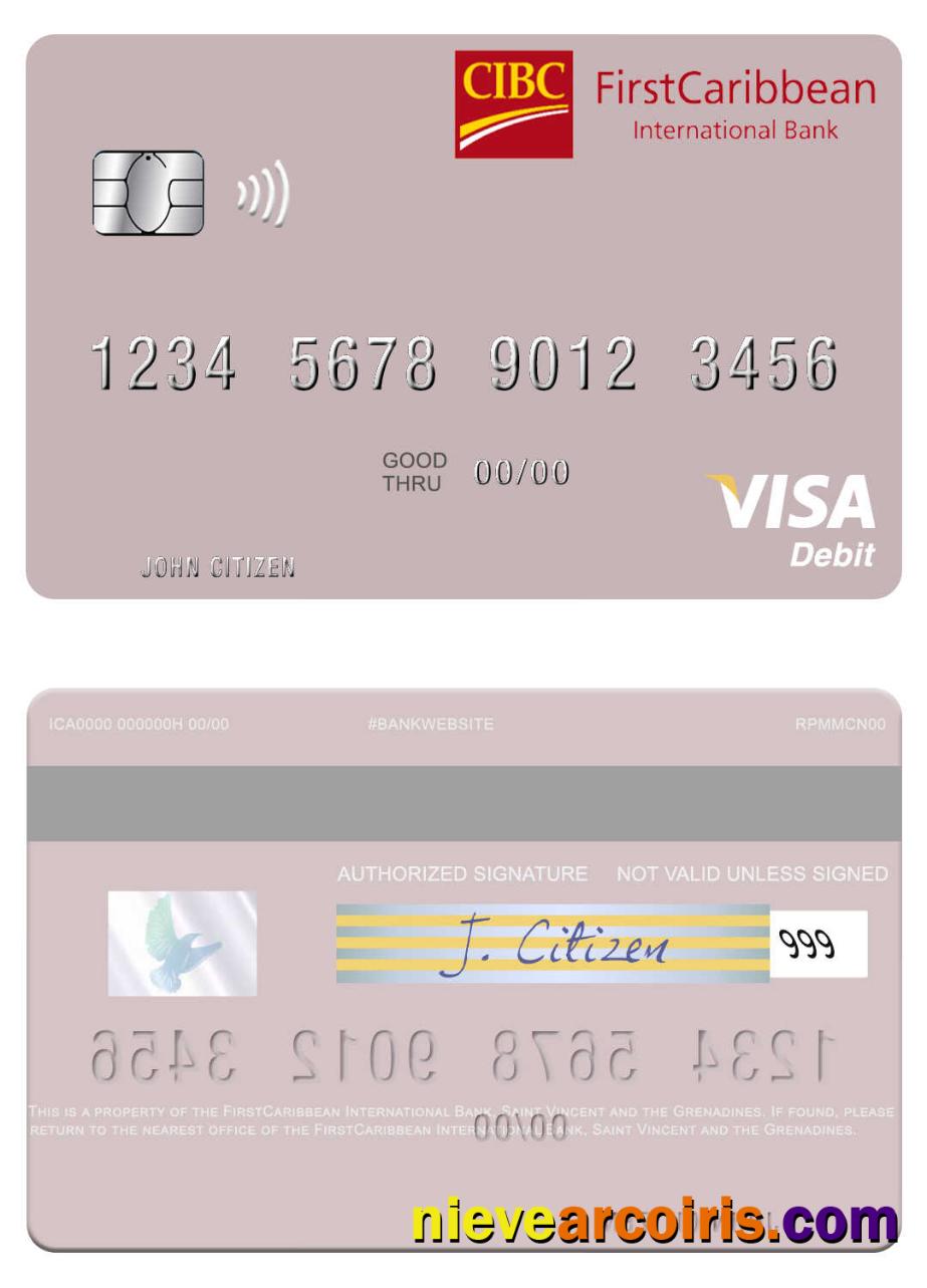 Saint Vincent and the Grenadines FirstCaribbean International Bank visa debit card
